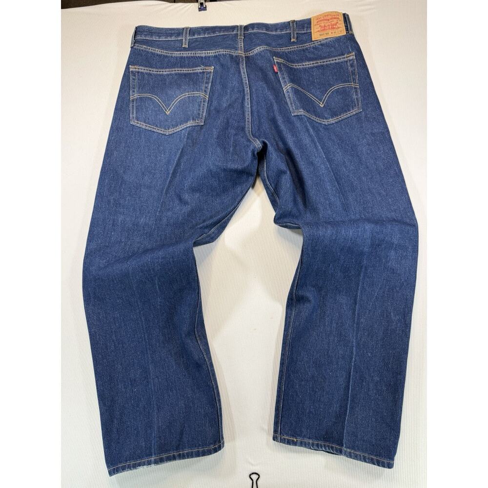Vintage Levis 501 Jeans 46x32 Button Fly Straight Leg Classic Blue Denim - Picture 3 of 10